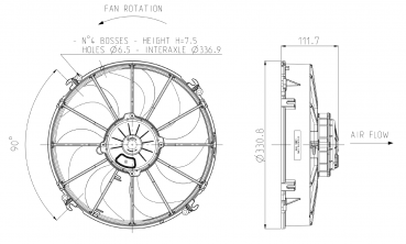 Ø305 mm SPAL Hochleistungslüfter saugend - VA01-AP90/LL-66A